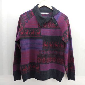 Woolrich Womens Large Sweater Reindeer Snowflakes Geometric Designs EUC